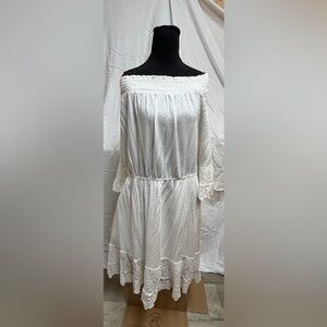 Elegant White Lace Trim Dress